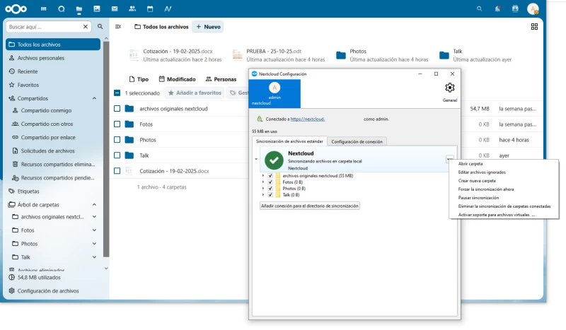 NextCloud Sincronización con PC